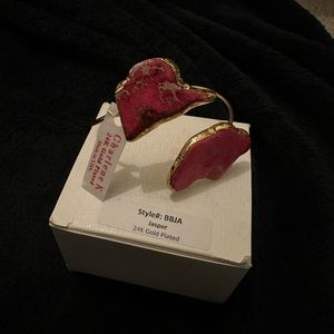 Charlene K 24K Gold Plated Genuine Jasper Wrap Cuff